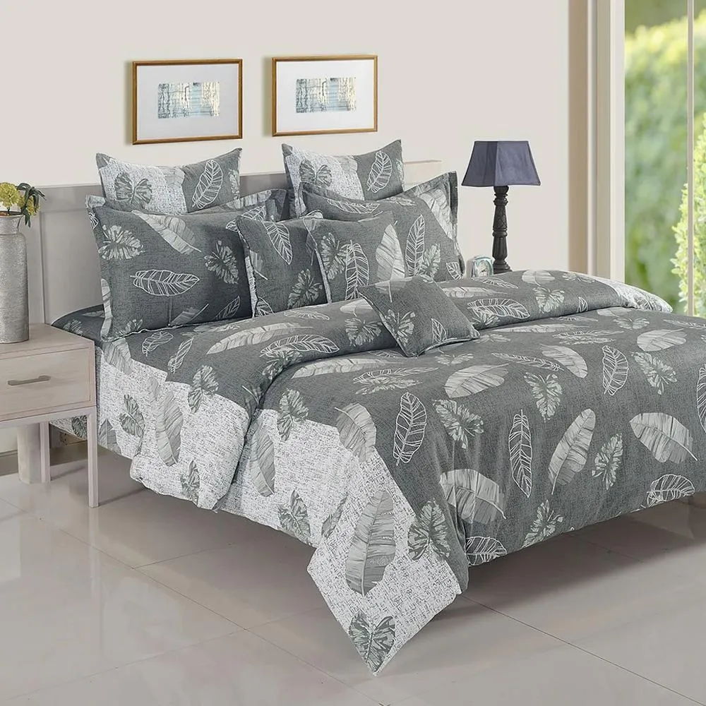 Swayam Ananda Grey Abstract Double Bed Sheet Set of 4