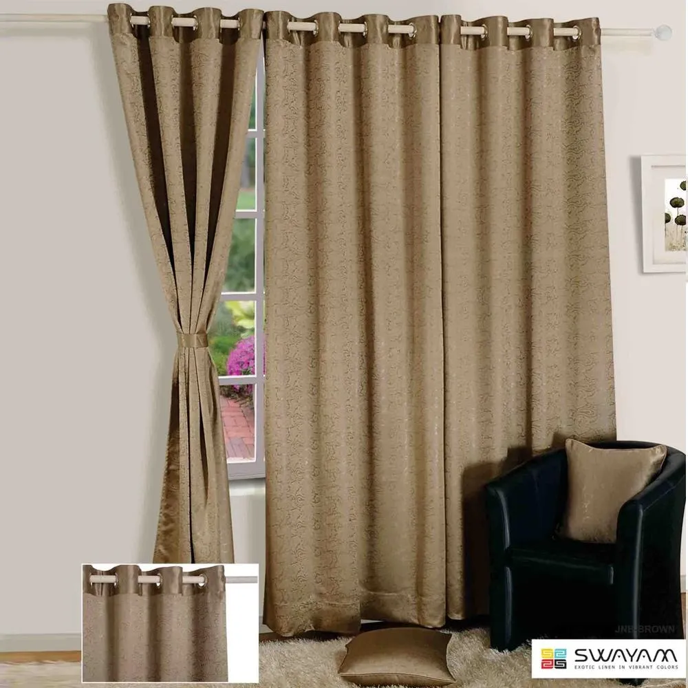 Swayam Beige Paisley J&B Blackout Eyelet Window Curtain