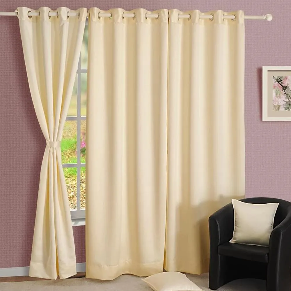 Swayam Cream Solid Blackout Eyelet Window Curtain