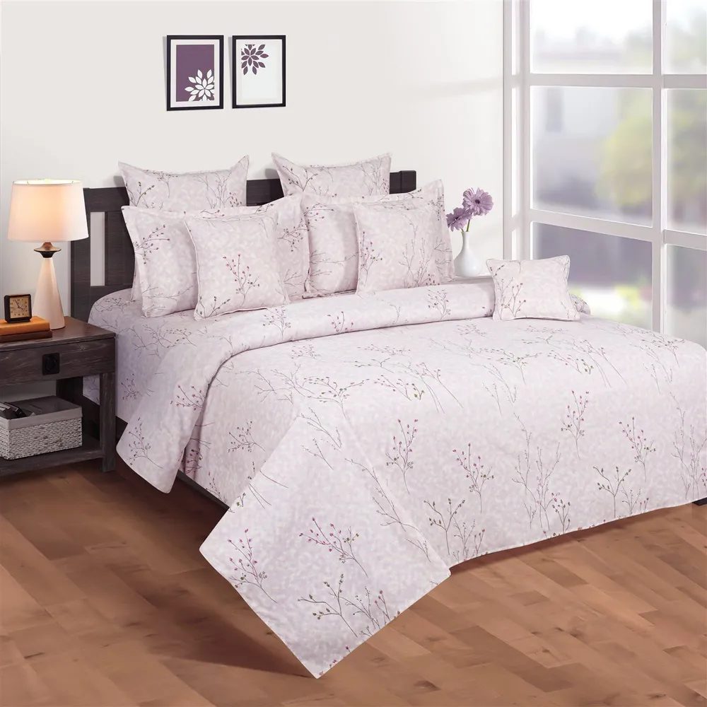 Swayam Pastel Vogue Pink & White Floral Print Fitted Double Bed Bedsheet