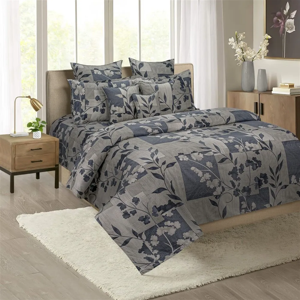 Swayam Petiole Grey Print Veda Bedding Set