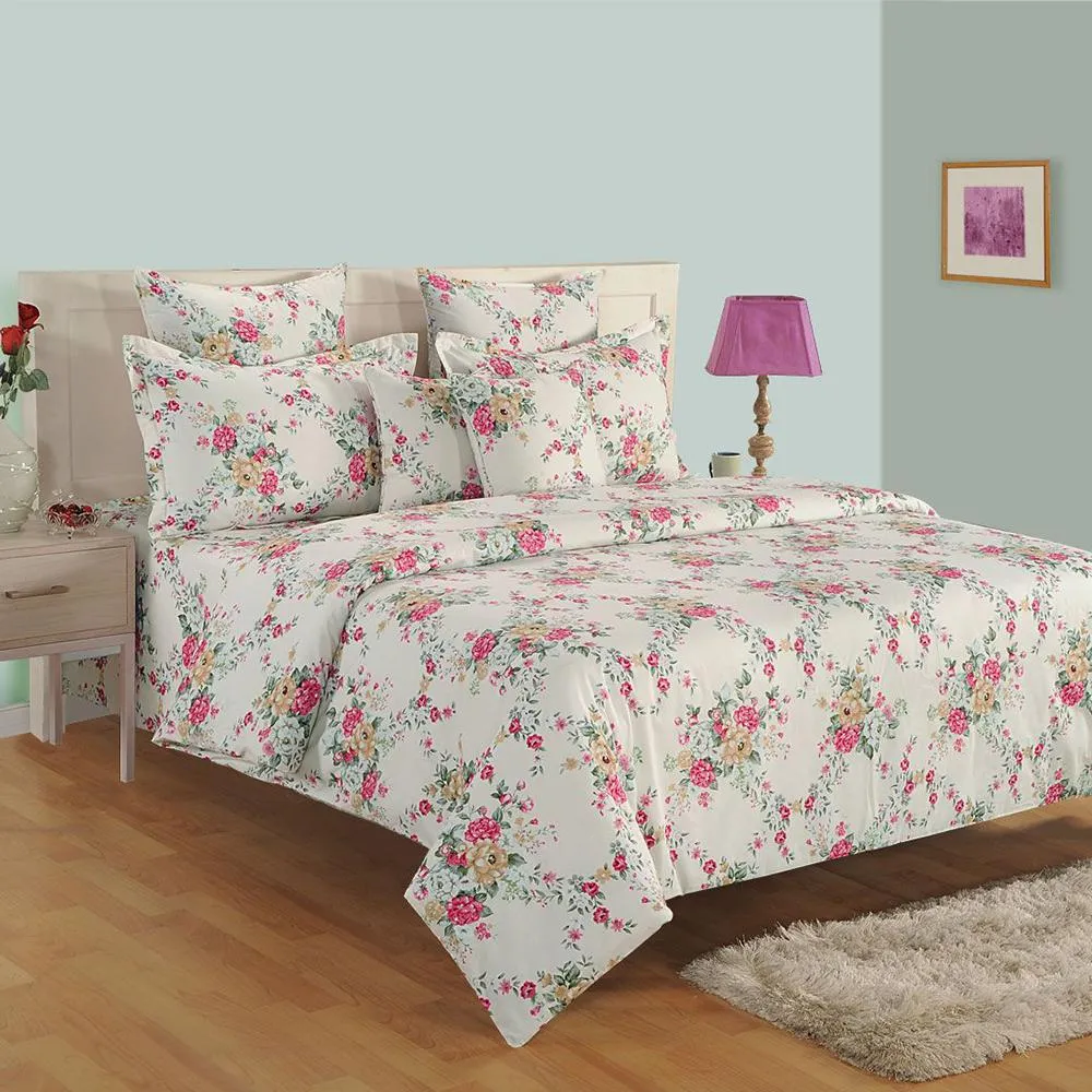 Swayam Roseland Zinnia Double Bedsheet with 2 pillow covers