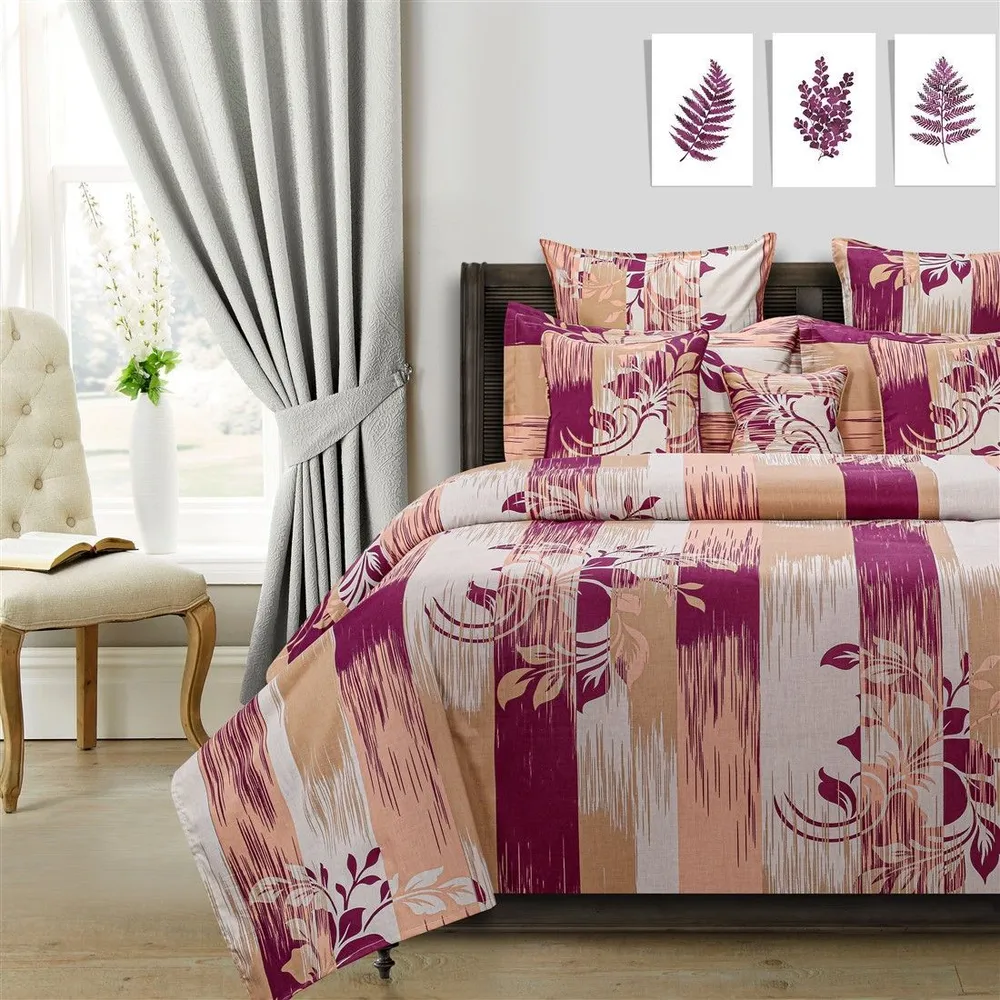 Swayam Rosewood Hazel leaf print Veda Bedding Set