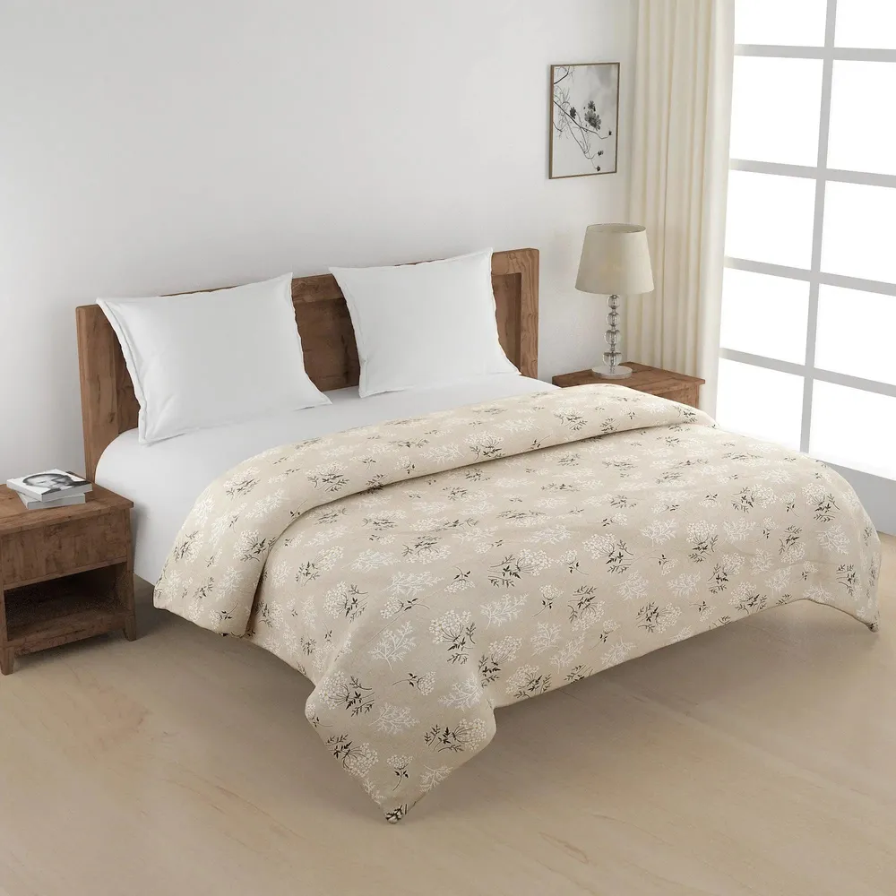 Swayam Scanty Floral Beige Blended Cotton Heavy Double Bed Comforter