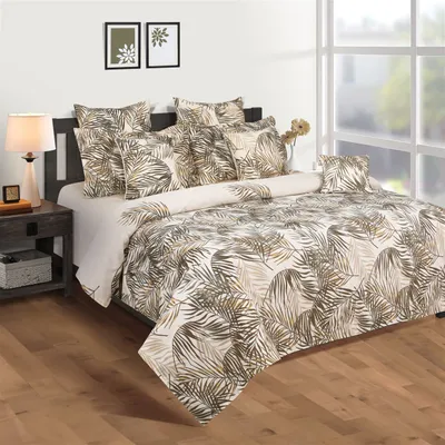 Swayam Sparkle Brown Floral Print Sparkle Double Bedsheet