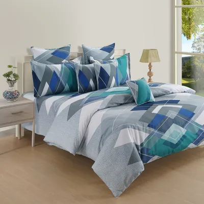 Swayam Sparkle Green Geometric Print Pure Cotton Double Bedsheet