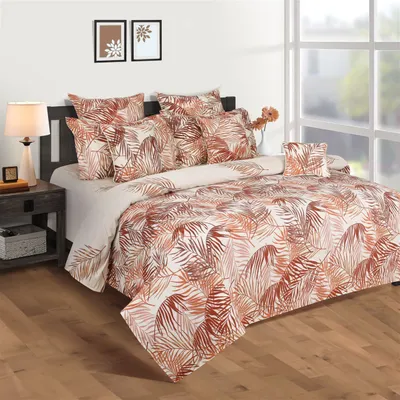 Swayam Sparkle Orange Floral Double Bedsheet
