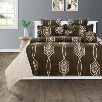 Swayam Stylized Ogee Pattern Zinnia Double Bedsheet with 2 pillow covers