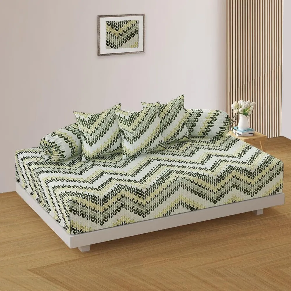 Swayam Veda 100% Pure Cotton Green Aztec Patterned Diwan Set, Pack of 6