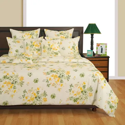 Swayam Veda  Floral Off-White Double Bed Sheet