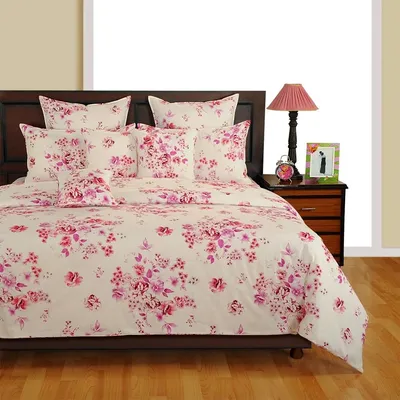Swayam Veda Floral Off-White Magenta Bed comforter
