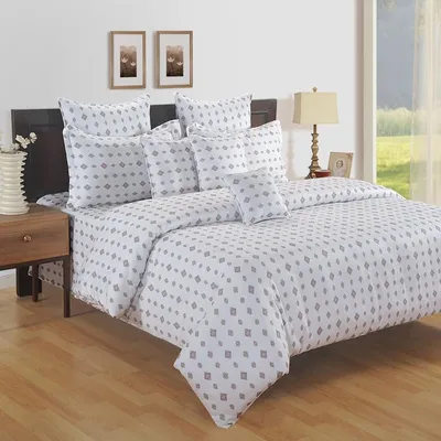 Swayam Zinnia Green Motifs Cotton Double Bedsheet