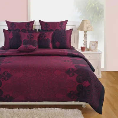 Swayam Zinnia Pink &amp; Blue Motifs Cotton Double Bed Sheet