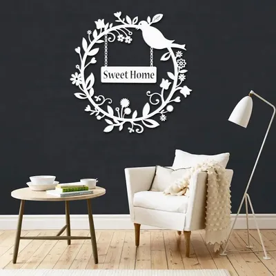 Sweet Home With Vine or Bird Design Wooden Wall Hanging