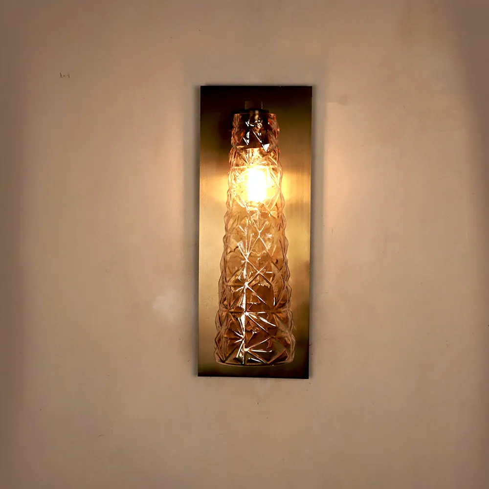 Tall 3D Faceted Handcrafted Glass Wall Light