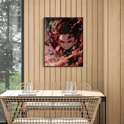 Tanjiro Kamado Fire Demon Slayer Anime Canvas Wall Painting