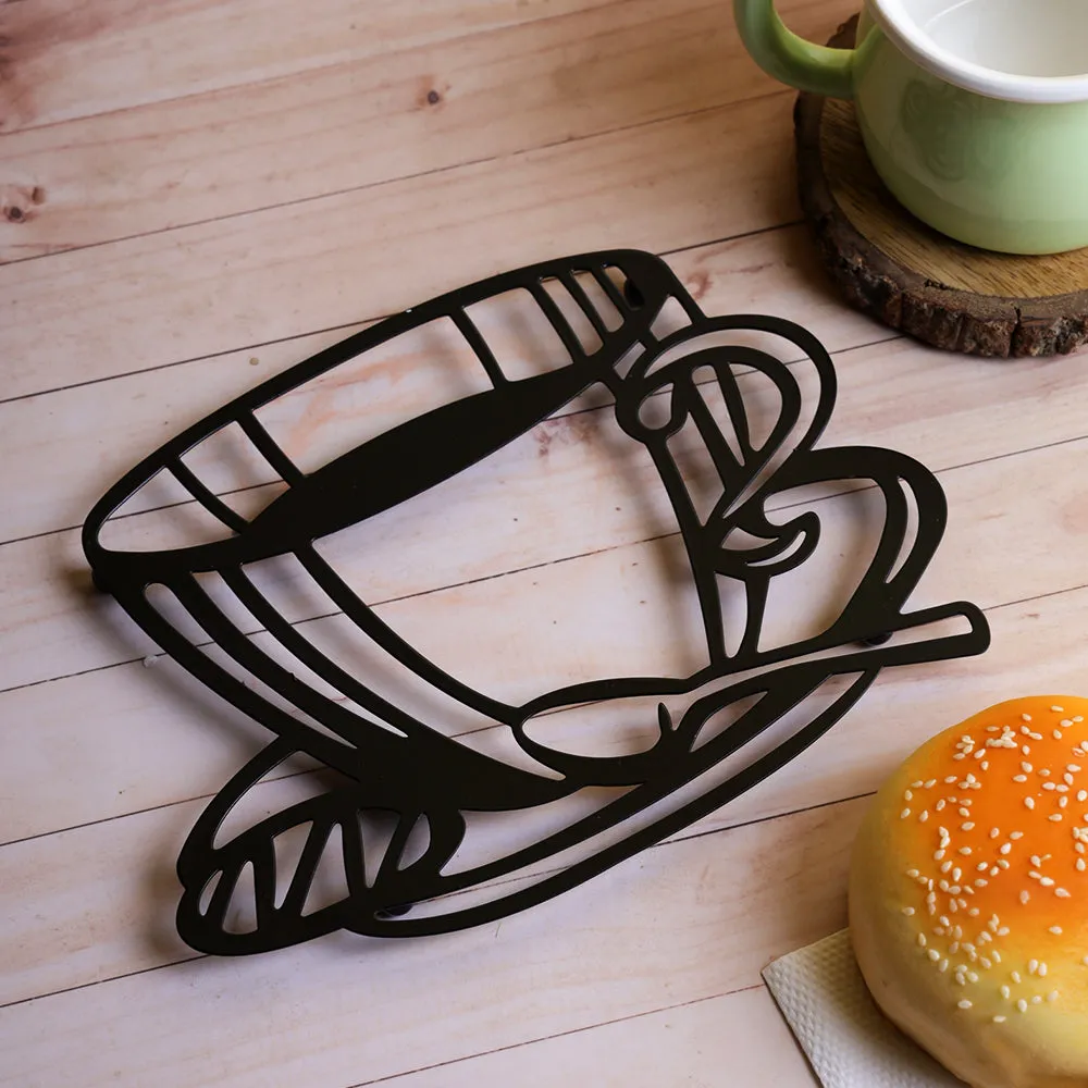 Tea Cup Designer Black Hot Plate Stand