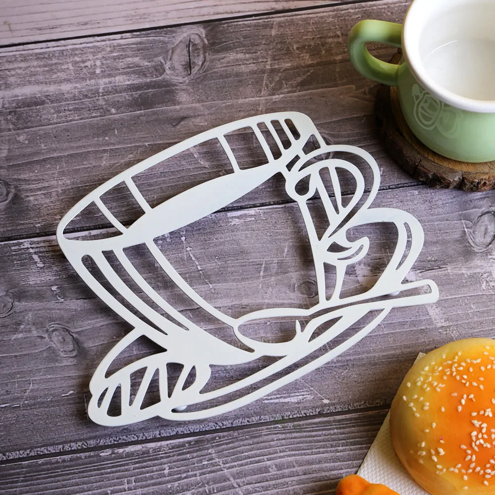 Tea Cup Designer White Hot Plate Stand