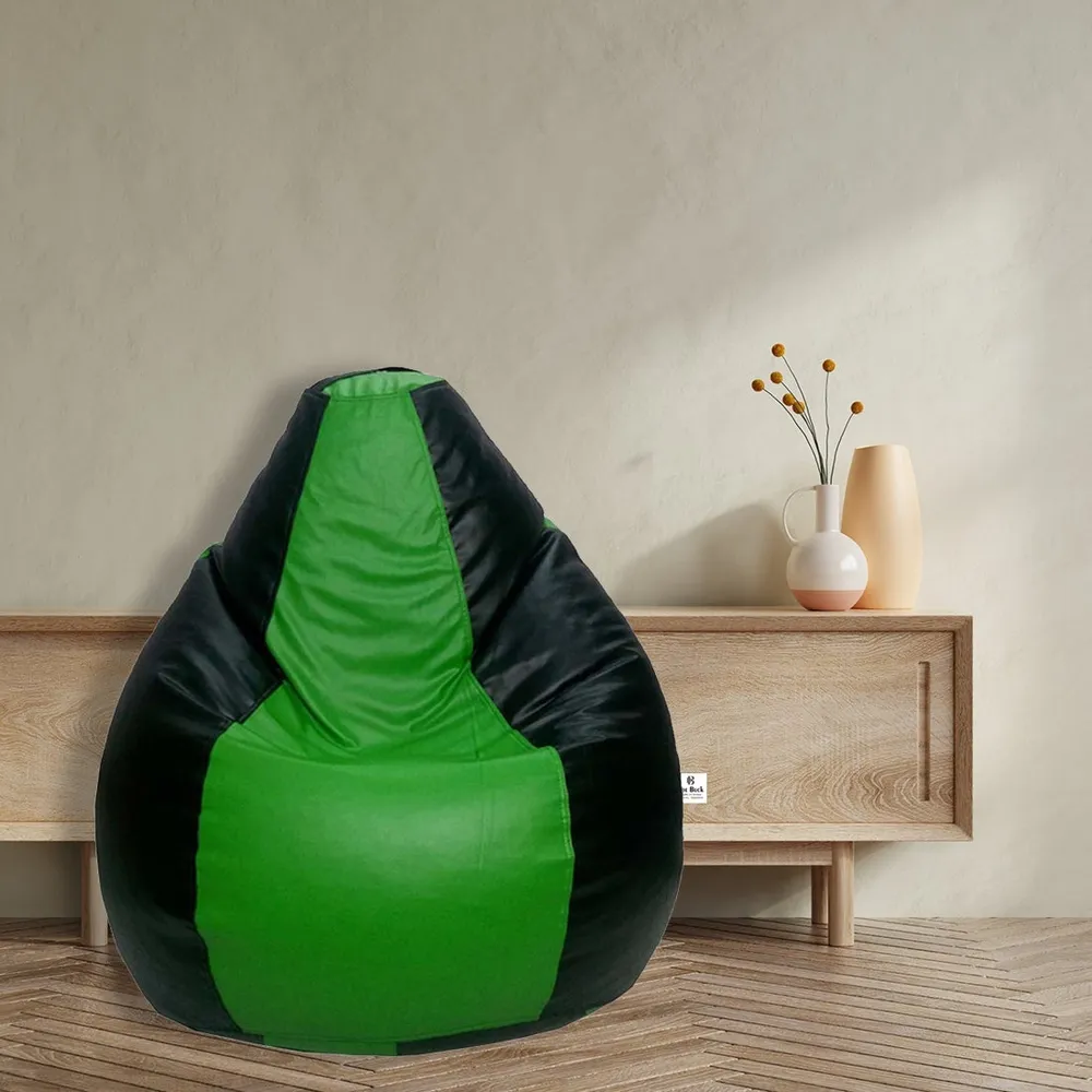 Tear Drop Designed Black & Green Bean Bag Cover  (L,XL,XXL,XXXL, Jumbo)