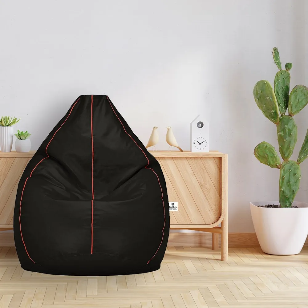 Tear Drop Designed Black & Red Bean Bag Cover  (L,XL,XXL,XXXL, Jumbo)