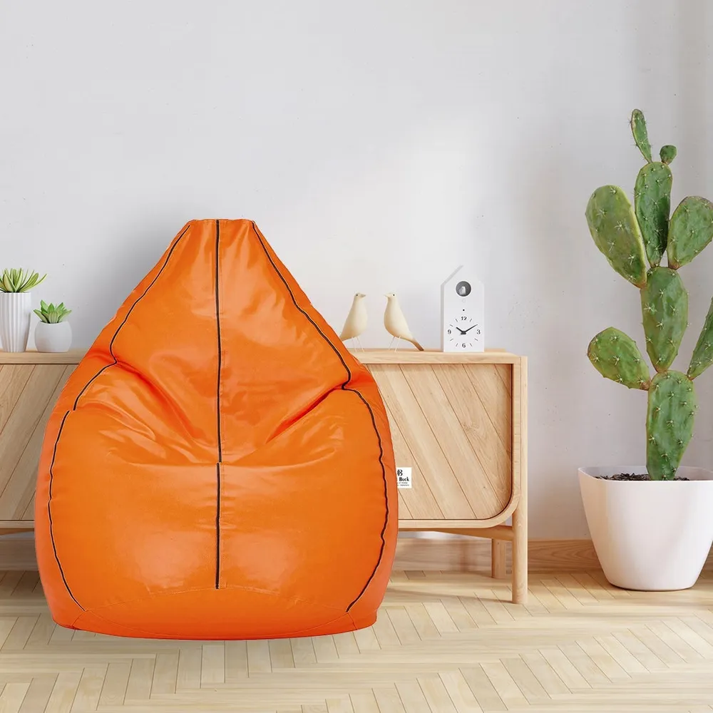 Tear Drop Designed Orange & Black Bean Bag Cover  (L,XL,XXL,XXXL, Jumbo)