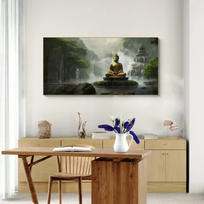 Temple of Reflection Buddha Canvas Wall Painting
