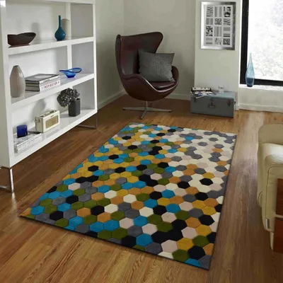 Tessellation Pattern Shades Of Blue Area Carpet