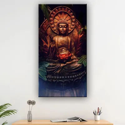 The Mystique of Buddha Wood Stretched Wall Painting