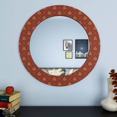 The Red Motif Round Printed Mirror