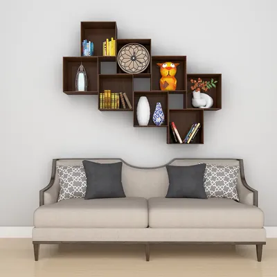 The Stack Wood Wall Cabinet / Book Shelf, Walnut Finish