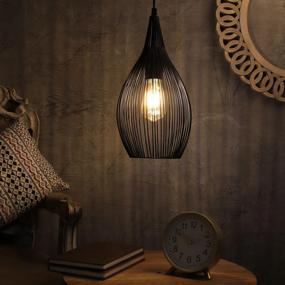 The Wired Pendant Light" in Jet Black Finish
