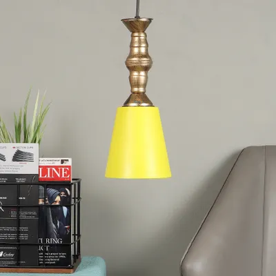Traditional Antique Gold Metal Hanging Light With Designer Shade