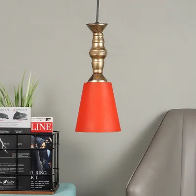 Traditional Antique Gold Metal Hanging Light With Designer Shade