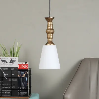 Traditional Antique Gold Metal Hanging Light With Designer Shade
