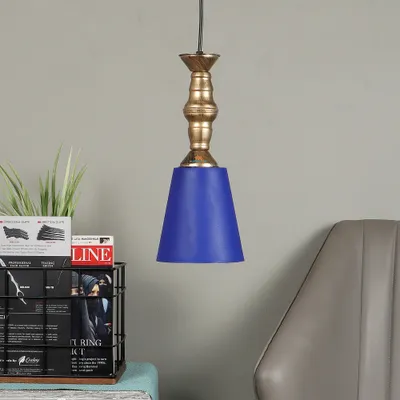 Traditional Antique Gold Metal Hanging Light With Designer Shade