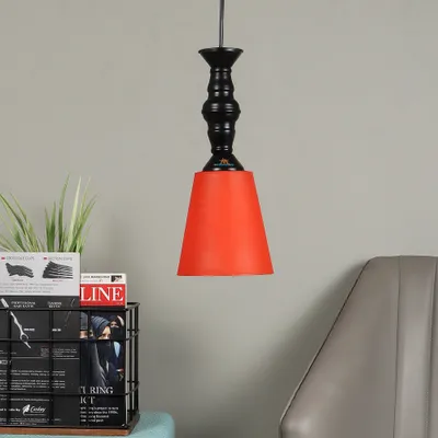 Traditional Black Metal Hanging Light With Designer Shade