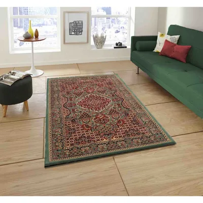 Traditional Craftsmanship Designer Green Polyproplene Area Carpet