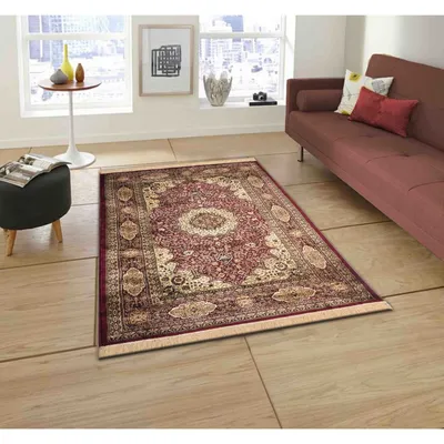 Traditional Designer Shiny Tufted Red Luxe Silk Area Carpet