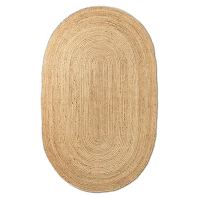 Traditional Finely Woven Oval Jute Rug