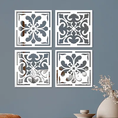 Traditional Floral Mirror Wall Art- Set of 4