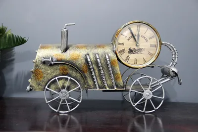 Train Engine Metal Table Clock in Antique Finish