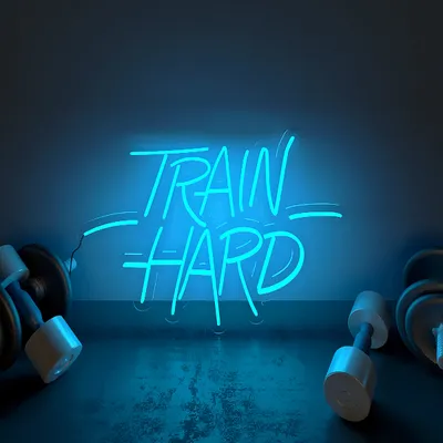 Train Hard' LED Neon Light for Gym Wall Decor
