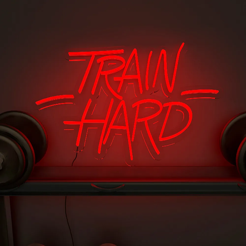 Train Hard' LED Neon Light for Gym Wall Decor