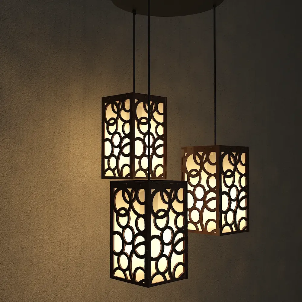 Triple Take Wood Hanging Ceiling / Pendant Light / Modern Lamp