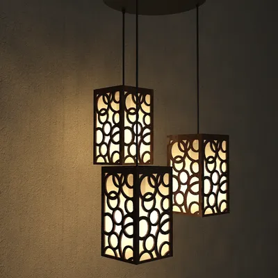 Triple Take Wood Hanging Ceiling / Pendant Light / Modern Lamp