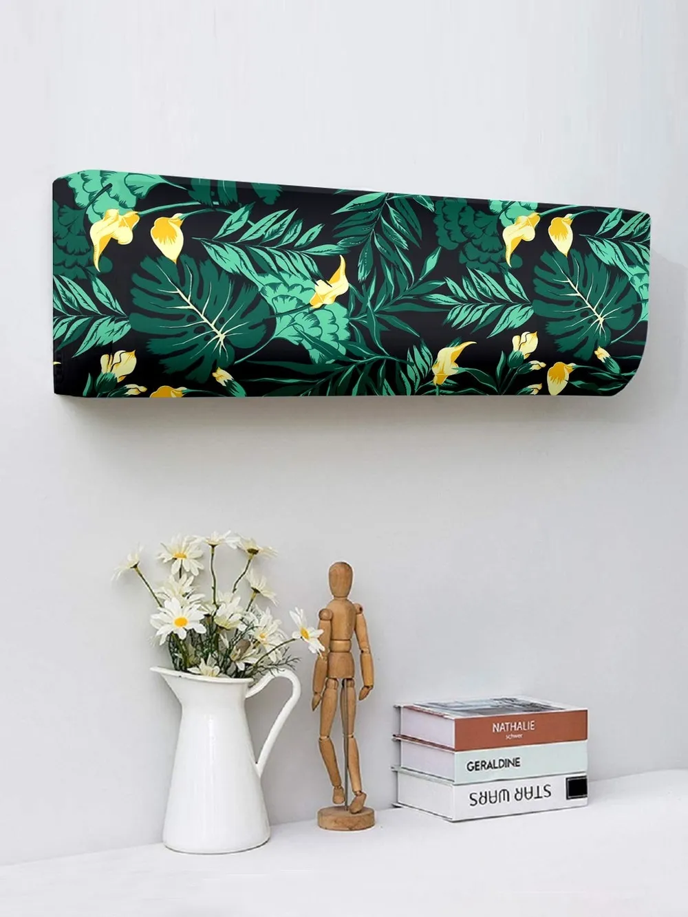Tropical Leaf Printed Green Split Ac Cover