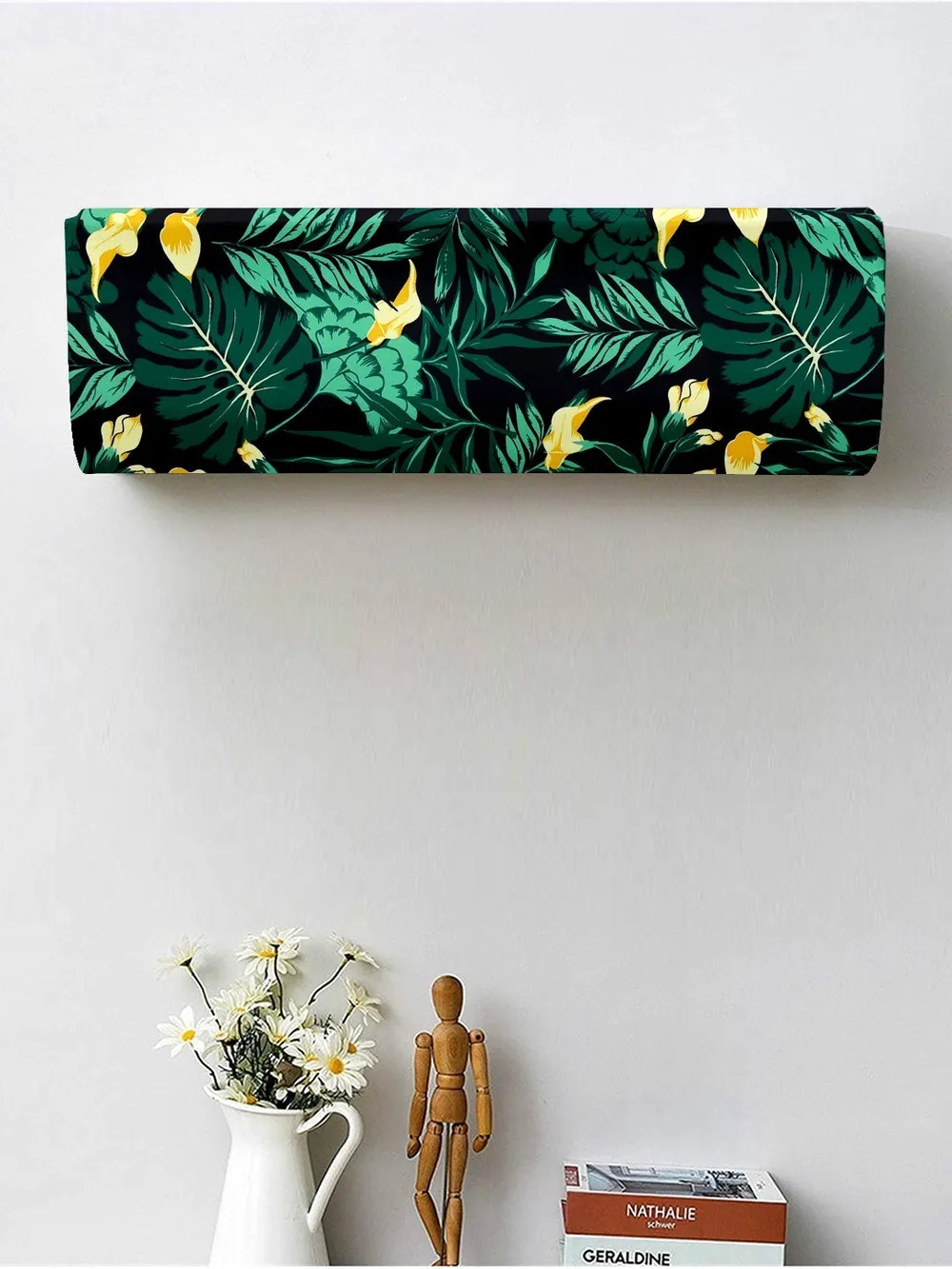 Tropical Leaf Printed Green Split Ac Cover