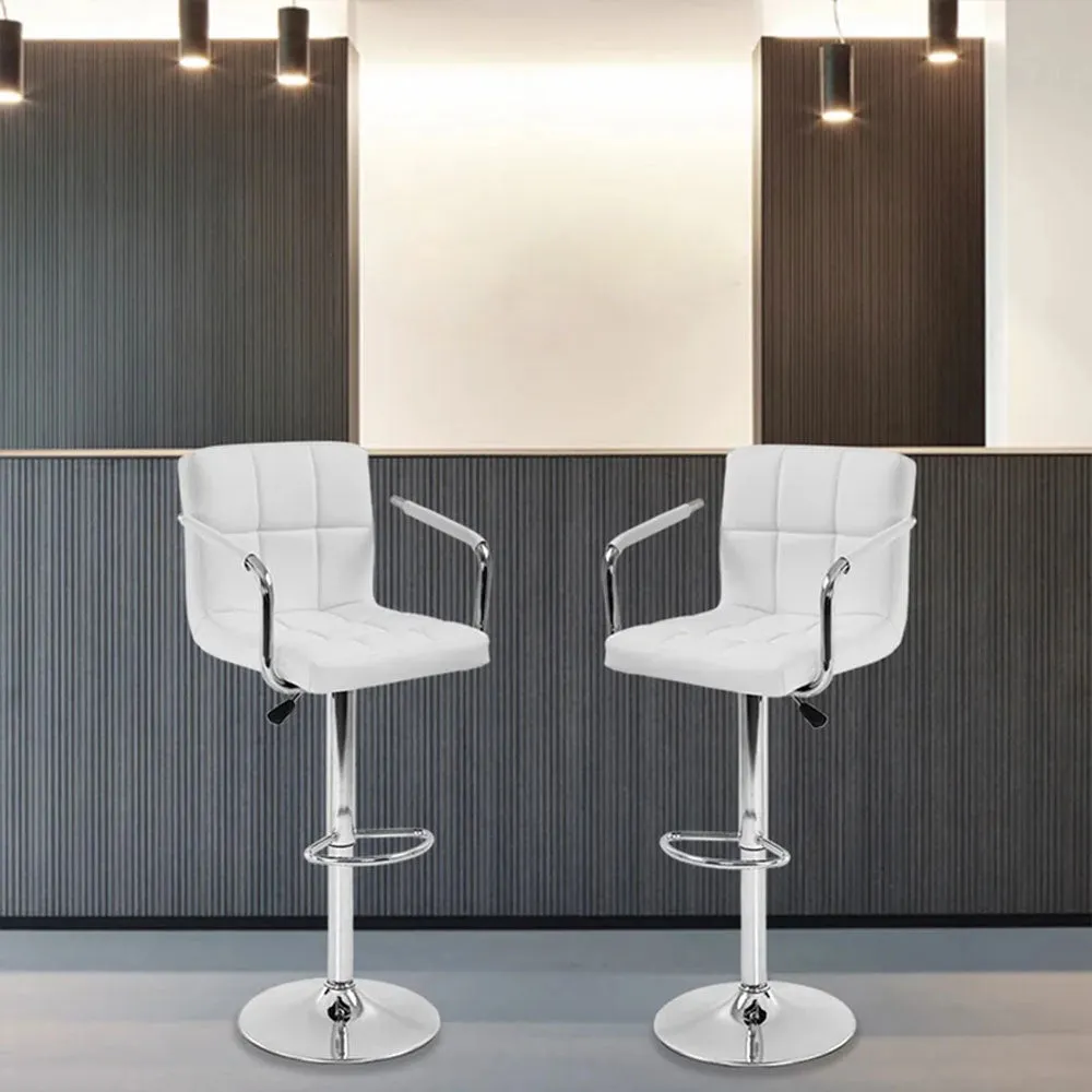 Tufted White Velvet Adjustable Bar Stool