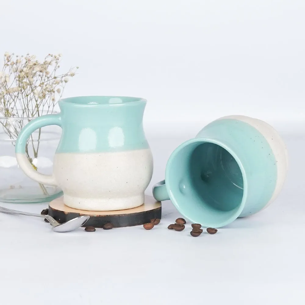 Turquoise Bordered Pot Motif Ceramic Mugs