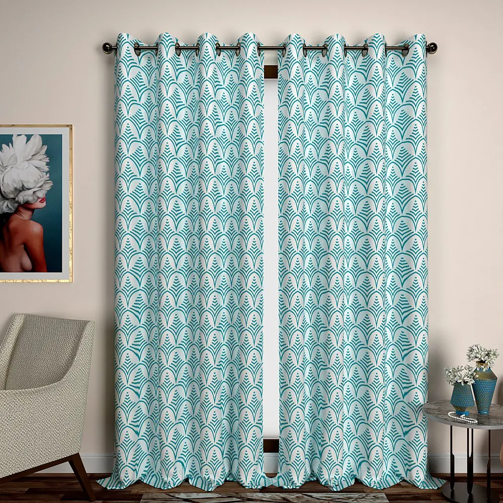 Turquoise Patterned Designer Window Curtain